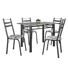 Conjunto De Mesa Itália Com 4 Cadeiras 1,20m Artefamol Dark / Granito