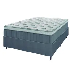 Cama Box Casal Colchão Molas Ensacadas Ômega 138x188x70cm Cinza / Branco Hellen