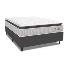 Cama Box Colchão Casal Molas Ensacadas City Pillow Top 138x188x61cm Branco / Cinza Hellen - Suporta até 110kg por Pessoa