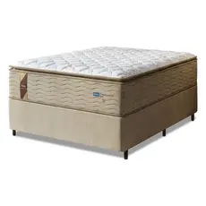 Cama Box Colchão Casal Molas Guarda Costas Max Pillow Top Probel 138x188x78cm Branco / Bege