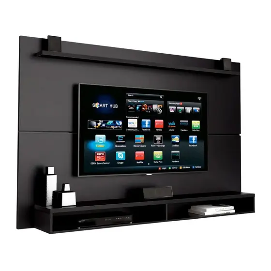 Painel Para TV Até 65 Polegadas Com Prateleira 1,80m Max Preto