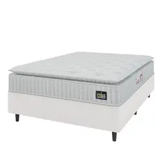 Cama Box Colchão Casal Espuma D45 Lazio Pillow Top 138x188x67cm Branco Hellen - Suporta até 120kg por Pessoa