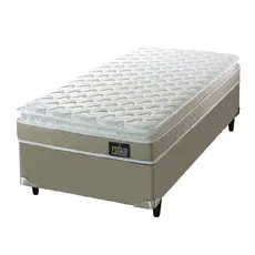 Cama Box Solteiro Colchão D45 com Pillow Top Hellen Strong 88x188x62cm Bege - Suporta até 150kg por 