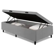Cama Box com Baú Solteiro 0,88m com 41cm de Altura Prince Cinza