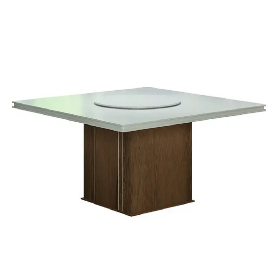 Mesa Amsterdã Tampo Giratório Dobuê Cedro / Off White 1,36m