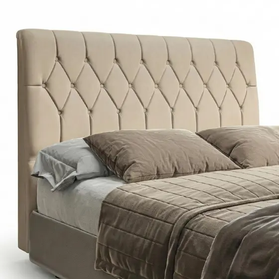 Cabeceira Para Cama Box Queen Istambul Dobuê 1.60m Com Capitonê Bege
