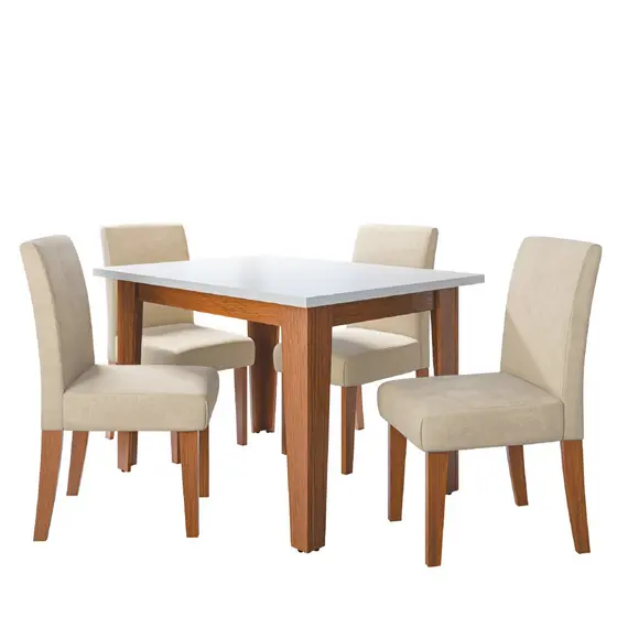 Conjunto Sala de Jantar Mesa Miami 1,20m 4 Cadeiras Trieste Dobuê