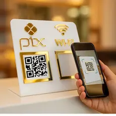 Display Placa Pix e wifi em acrílico para mesa/balcão e vitrine
