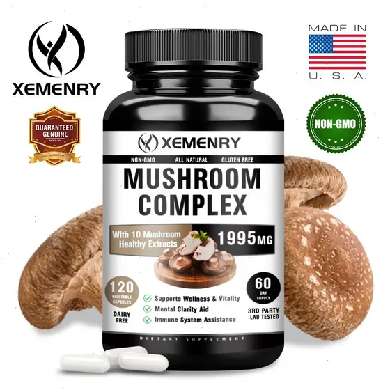 Contém Pó De cordyceps , Extrato De ganoderma Cogumelo shiitake E Juba De Leão ; Adequado Para Homens Mulheres .