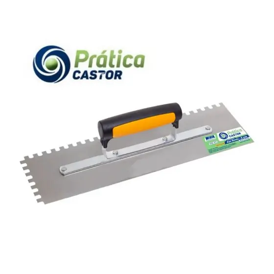 Desempenadeira Aço 10x35cm Dentada 8mm Cabo fechado Castor