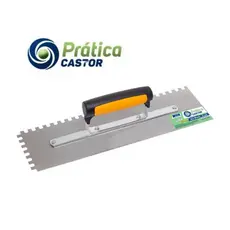 Desempenadeira Aço 10x35cm Dentada 8mm Cabo fechado Castor