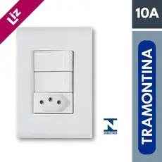 Conjunto 4x2 2 Interruptores+Tomada 10A 2P+T Tramontina Liz
