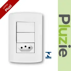 Interruptor 2 Teclas Simples+Tomada 2P+T 20A Pluzi Pluzie