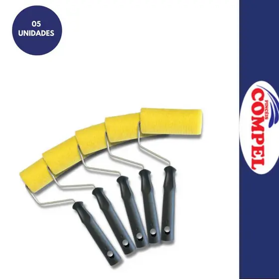 Rolo de Espuma 9cm Com Cabo Pop Compel 5 Unidades