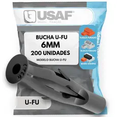 Bucha UFU 6mm Com Aba Usaf Premium Pacote 200 Unidades