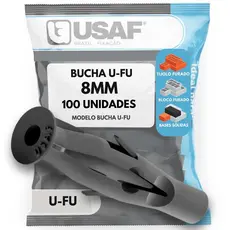 Bucha UFU 8mm Com Aba Usaf Premium Pacote 100 Unidades