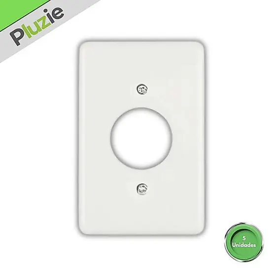 Placa para 1 Tomada Redonda 4x2 Ideale Branca Pluzie Kit 05 Unidades