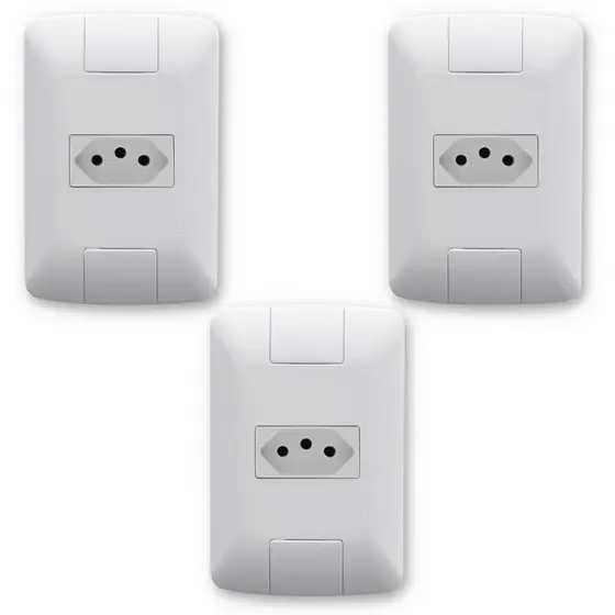 Conjunto Tomada Tramontina Aria Kit 03 Unidades  2P+T 10 A