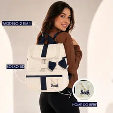 Mochila Maternidade PERSONALIZADA com NOME  2 em 1 bolsa impermeável