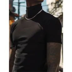 Camiseta Masculina Canelada Gola Alta Slim Estilo Old Money Gringa