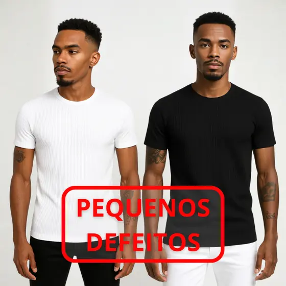 Camiseta Americana Canelada Slim Estilo Rapper *PEQUENOS DEFEITOS*
