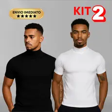 Kit Camisa Masculina Gola Alta Canelada Slim Old Money