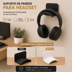 Suporte De Parede Fone Headset Headphone gamer Sofisticado Não Precisa Furar a Parede Acompanha Fita