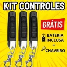 Controle Portão Automático 433MHz – Slim, Eléctrico, 4 Funções, Controle para Garagem e Residencial
