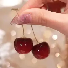 Brinco de Cereja Pingente - Bijuteria de Fruta Feminina - Estilo Coreano, Linda Jóia
