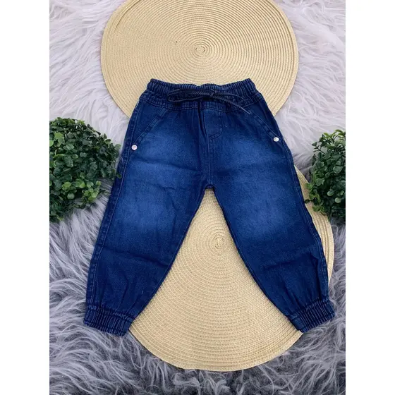 Calça Jogger Jeans Infantil Menino e Menina 1 ao 3 Anos - Calça Jeans Infantil de Criança Masculina e Feminina Blogueiro e Blogueira.