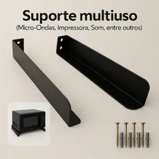 Suporte para Micro-ondas, Impressora, Forno e Bebedouro – Aço Reforçado, Preto