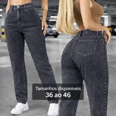 Calça Feminina Jeans Black  Marmorizada  Mom  100% Algodão PREMIUM ALTO PADRAO 36 ao 46