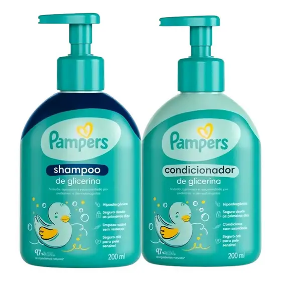 Kit Shampoo E Condicionador Glicerina Pampers 200ml