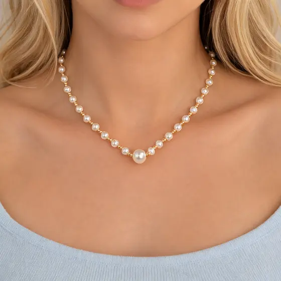 Colar Pérola Banho Ouro 18K Feminino Dourado Delicado Atemporal Presente Antialérgico Noiva