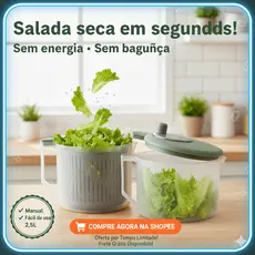Secador de Saladas Manual 2,5L - Centrífuga de Verduras e Legumes - Fácil e Prático