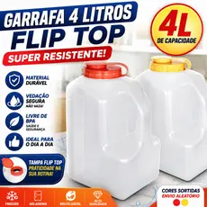 Garrafa de Agua 4 Litros Flip Top Suco Agua Eventos Pic Nic Multiuso Super Resistentes