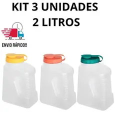 Kit 1, 2, 3 Garrafas de Agua Geladeira 2 Litros com Tampa Flip Top – Plástico Resistente
