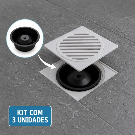 Kit 3 Unidades Adaptador Tira Mau Cheiro Para Ralos E Porta Grelhas