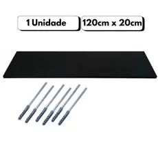 Prateleira Mdf 120x20 Suporte Invisível Na Cor Preta