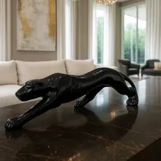 Estatueta Pantera Ataque 60 Cm Escultura Decorativa Preto Brilhante Envio Imediato