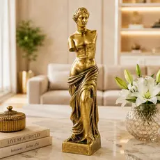 Estátua Grega Mulher Romana Deusa Vênus De Millo Escultura Decorativa Dourado Envelhecido