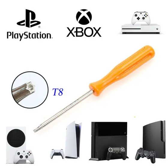 Chave Torx T8 com furo guia para abrir console PS3 PS4 PS5 Xbox One Xbox 360
