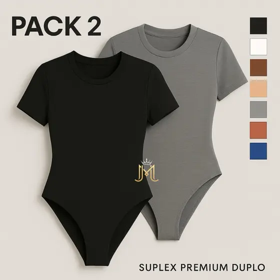 Kit 2 Body Feminino Manga Curta Suplex Premium Duplo – Elegância, Conforto e Economia