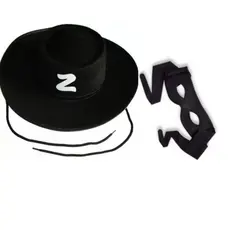 CHAPÉU E MÁSCARA DO ZORRO Acessórios para festas e fantasias cosplay e Halloween