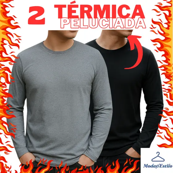 KIT C/2 Blusa de Frio Masculina Segunda Pele Térmica Pelúcida Inverno Manga longa