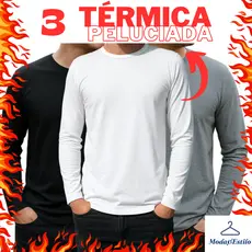 KIT C/3 Blusa de Frio Masculina Segunda Pele Térmica Pelúcida Inverno