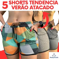 Kit 5 Shortinhos Femininos Moda Verão Soltos Confortáveis com Bolsos Laterais