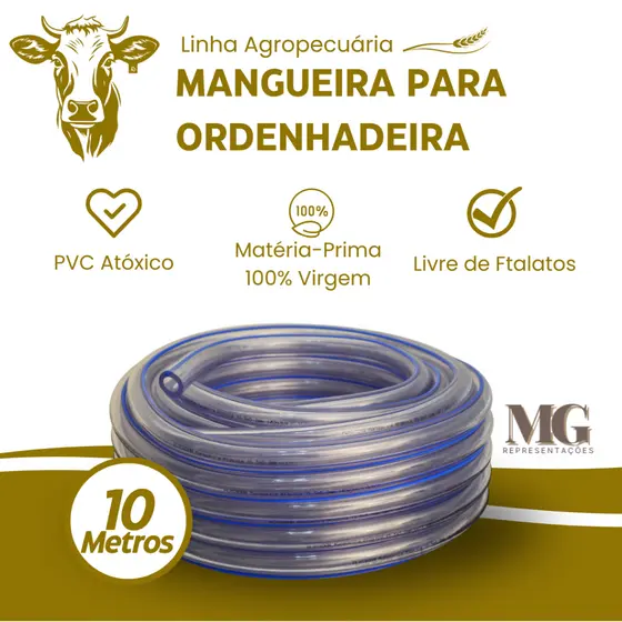 Mangueira Ordenhadeira do leite 5/8 15.5 mm PVC Atóxico 10 ou 12 Metros