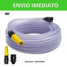 Mangueira De Jardim Cristal Trançada Transparente Camadas + Kit Conexão e Esguicho
