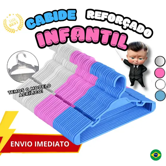 Infantil Cabide Kit 50 Reforçado Baby infantil juvenil Cores
